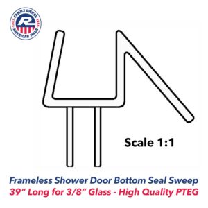 Randall Frameless Shower Door Bottom Seal Sweep 39inches Long for 3/8 inches Glass - Made in The USA - Stop Leaks and Water Coming Out of Shower