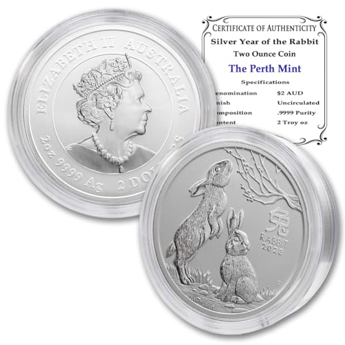 2023 P 2 oz Silver Australian Lunar Series III Year of the Rabbit Coin (in Capsule) Brilliant Uncirculated $2 Seller BU