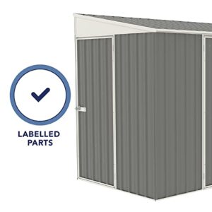 ABSCO Lean to 10 x 5 Ft. Metal Bike Shed, Aluminum and Steel Utility Tool Shed, Outdoor Storage for Backyard, Lawn, Bikes, 50 Sq. Ft., Woodland Gray