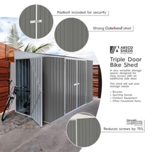 ABSCO Lean to 10 x 5 Ft. Metal Bike Shed, Aluminum and Steel Utility Tool Shed, Outdoor Storage for Backyard, Lawn, Bikes, 50 Sq. Ft., Woodland Gray