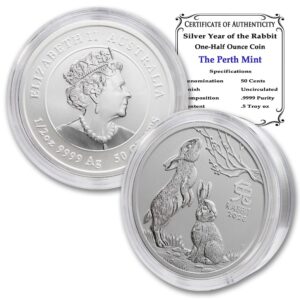 2023 p 1/2 oz silver australian lunar series iii year of the rabbit coin (in capsule) brilliant uncirculated 50c seller bu