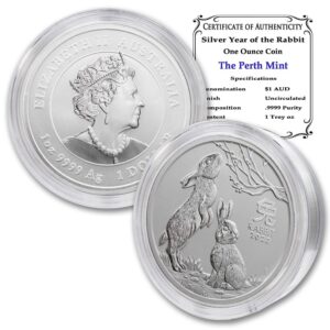 2023 p 1 oz silver australian lunar series iii year of the rabbit coin (in capsule) brilliant uncirculated $1 seller bu