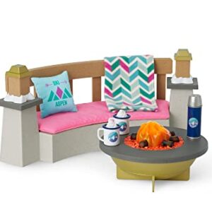 American Girl Corinne Tan Girl of the Year 2022 18-inch Doll Ski Lodge Fire Pit Playset with LED Flames, For Ages 8+