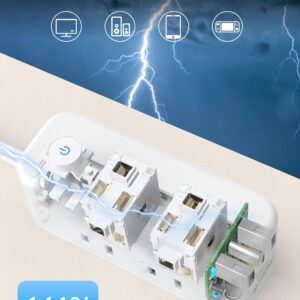 Flat Plug Power Strip - TROND 5ft Ultra Thin Extension Cord with 6 Widely Outlets and 3 USB Ports(1 USB C) + New Zealand Power Adapter - TROND US to Australia Power Plug Adapter with 2 USB Ports 3