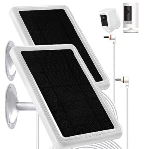 super solar panel charger for stick up cam 2nd & 3rd gen for spotlight cam battery, quick charge output 5.5v 4.5w, dc 3.5mm barrel plug (1 pack) white