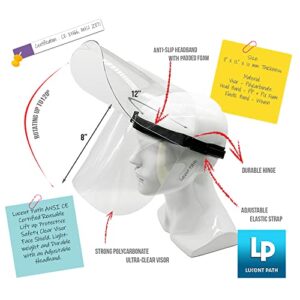 Lucent Path 2 Packs Flip Up Face Shield - Safety Clear Plastic Visor Anti Fog Reusable Adjustable Face Shields