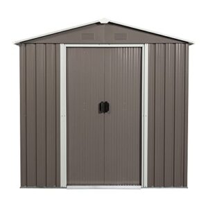 7.74ftx4.29ft outdoor storage shed with metal foundation and sliding doors,sun protection,waterproof tool storage shed for patio lawn backyard (gray-7.74ftx4.29ft)