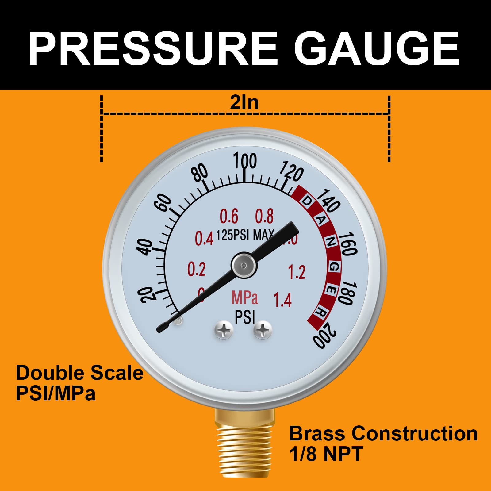 Air Tank Repair Kit, SUNROAD Air Tank valve Kit with gauge, Come with 2" Pressure Gauge 1/8"NPT, 4 Ft Air Hose 1/4"NPT Connect and Aluminum Knob Air Tank Manifold 1/2" NPT to Portable Air Tank