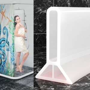 sikaiqi 78 inch shower threshold water dam collapsible 1.97" tall clear shower stopper barrier and stop water keep dry and wet separation suitable for bathroom and kitchen