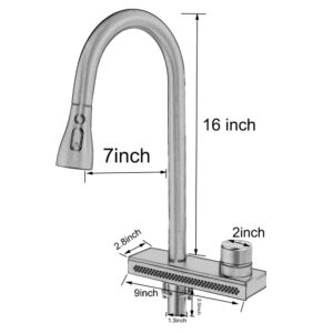 JIEFADZ Rainfall Kitchen Sink Faucet Pull Out Four Water Outlet Modes Cold and Hot Can Rotate TAP (Black)