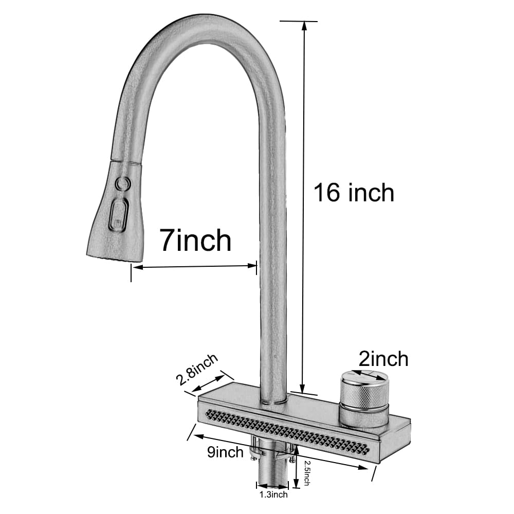 JIEFADZ Rainfall Kitchen Sink Faucet Pull Out Four Water Outlet Modes Cold and Hot Can Rotate TAP (Black)