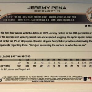 Jeremy Pena 2022 Topps Update RC #US253 Astros True Rookie World Series !!
