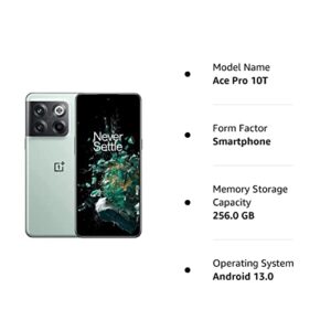 OnePlus Ace Pro 10T 5G Dual 256GB 12GB RAM Factory Unlocked (GSM Only | No CDMA - not Compatible with Verizon/Sprint) China Version w/Google Play - Green