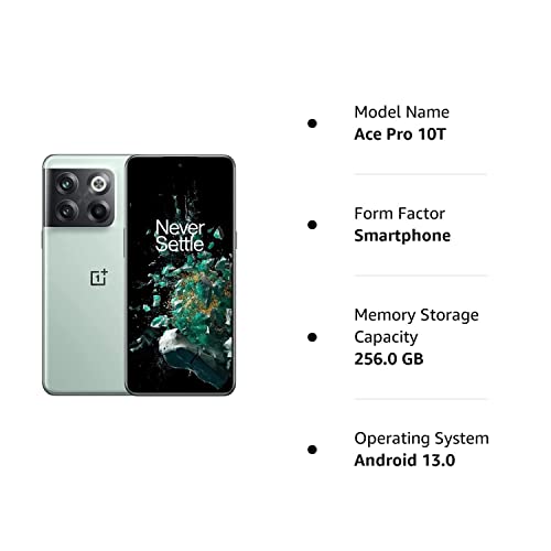 OnePlus Ace Pro 10T 5G Dual 256GB 12GB RAM Factory Unlocked (GSM Only | No CDMA - not Compatible with Verizon/Sprint) China Version w/Google Play - Green