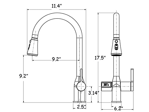 Leetcp LED Kitchen Faucet with Temperature Digital Display,Solid Brass Kitchen Sink Faucets with Pull Down Sprayer and 3 Modes,360 Rotatable Pull Down Kitchen Faucet,Matte Black