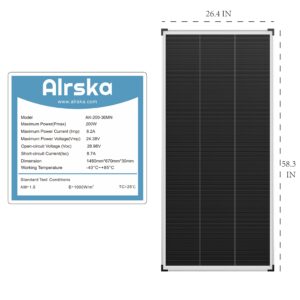 Alrska 200 Watt Solar Panel Kit + 7Pcs Solar Panel ABS Bracket+30A Mppt Solar Charge Controller