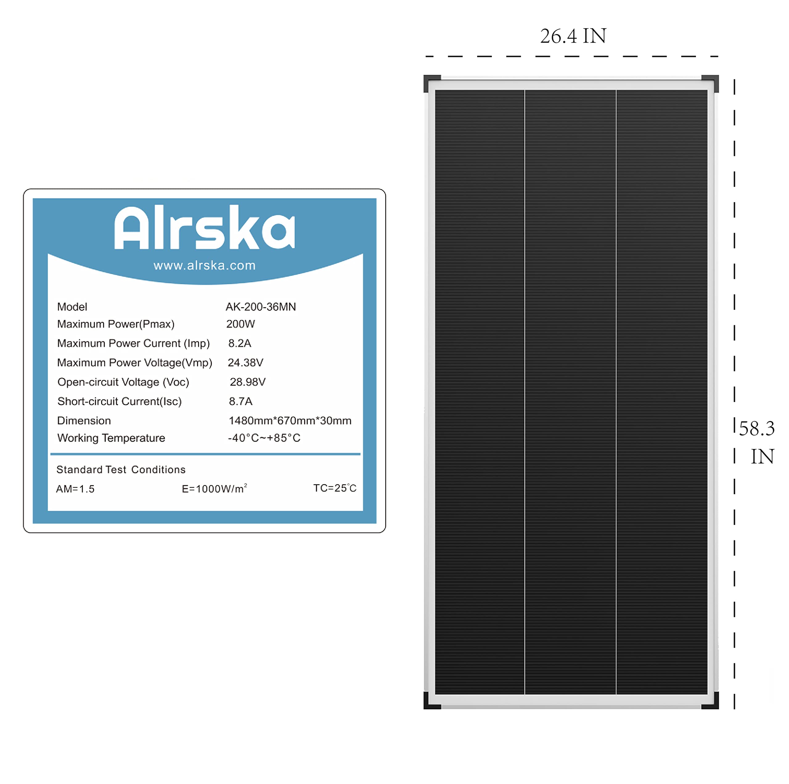 Alrska 200 Watt Solar Panel Kit + 7Pcs Solar Panel ABS Bracket+30A Mppt Solar Charge Controller