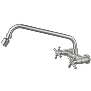 umanyi commercial kitchen faucets wall mount 4 inch center stainless steel brushed nickel 2 handle utility laundry sink bar pre faucet 11" spout with aerator sskf09-3cz