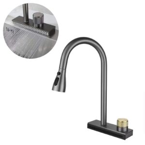 kitchen faucet with pull down sprayer stainless steel brushed nickel waterfall faucet farmhouse commercial bar waterfall kitchen sink faucet,black