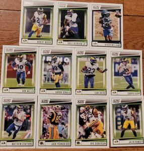 2022 panini score football los angeles rams team set 11 cards w/drafted rookies super bowl champs