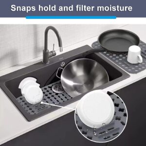 ZHAO Silicone Sink Mats Sink Protectors with Drain Holes Kitchen Sink Mat Grid Accessory Grey Sink Mats for Bottom of Kitchen for Farmhouse Stainless Steel Porcelain Sink 25"x13"