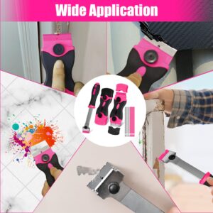 Razor Blade Scraper, THINKWORK 3Pcs Pink Razor Scrapers with 15pcs Metal and 30pcs Plastic Blades, Scraper Tool for Cleaning Paint, Decals, Adhesive, Caulk, Stickers, Glass, Labels, Window, Stovetop