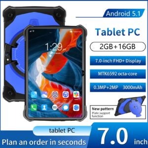 7 Inch HD Android Tablet - 7” Display IPS High Definition Screen 16 GB WiFi Bluetooth Voice Call Game Video Learning Tablet Sim Card Communication Function Light for Entertainment (Blue)