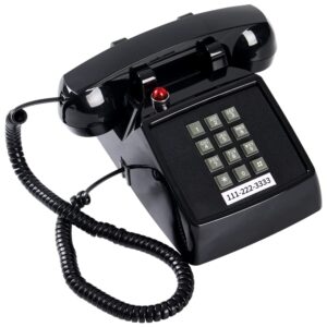retro classic corded phone with message indicator, traditional 2500 analog desk phone incoming call light,vintage desk telephone for landline large button, old landline phone for school,home,black