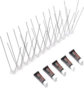 bainser 10.8 feet stainless steel bird spikes, 10 pack flexible bird repellent spikes for pigeons and other small birds, spikes fence kit for garden/balkon