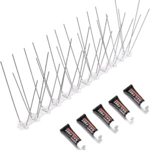 Bainser 10.8 Feet Stainless Steel Bird Spikes, 10 Pack Flexible Bird Repellent Spikes for Pigeons and Other Small Birds, Spikes Fence Kit for Garden/Balkon