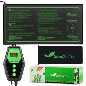 seedfactor 10" x 20" met certified seedling heat mat and digital thermostat combo set