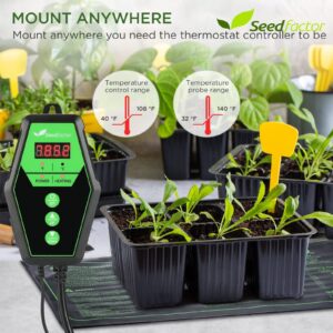 Seedfactor 10" x 20" MET Certified Seedling Heat Mat and Digital Thermostat Combo Set