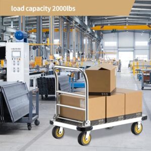 Platform Truck, Foldable Push Dolly Cart with 2000LBS Weight Capacity, Heavy Duty 36 x 24in Large Flatbed Hand Truck with 6'' 360 Degree Swivel Wheels(New Version)