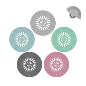 lievuiken drain hair catcher, circular drain cover for shower, easy to install and clean, silicone hair stopper suit for bathroom, bathtub, kitchen 5 pack