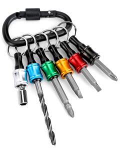 1/4 inch hex shank drill bits holder - portable six color coded quick-change screwdriver bits holder organizer tool for 1/4" impact tips, screws, drivers, with black carabiner(bits not include)