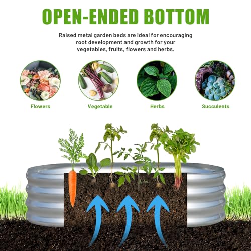 SnugNiture Galvanized Raised Garden Bed, 4x2x1ft Oval Metal Planter Box for Planting Outdoor Plants Vegetables