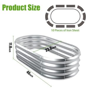 SnugNiture Galvanized Raised Garden Bed, 4x2x1ft Oval Metal Planter Box for Planting Outdoor Plants Vegetables