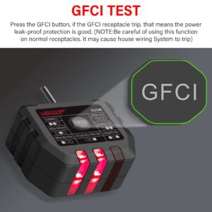 Outlet Tester, NOAYFA GFCI Receptacle Tester 90-125V with 7 Visual LED Display Tests Standard US Electrical Socket Tester for Plug Security Test, Outlet Ground Test