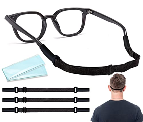 VINSONSI Glasses Strap - 3 Pcs Adjustable Eyeglass Strap and 3 Pcs Glasses Cloth Combination set - suitable for Men's and Women's Eyeglass Straps, Kids Eyeglass Straps, Sunglass Straps