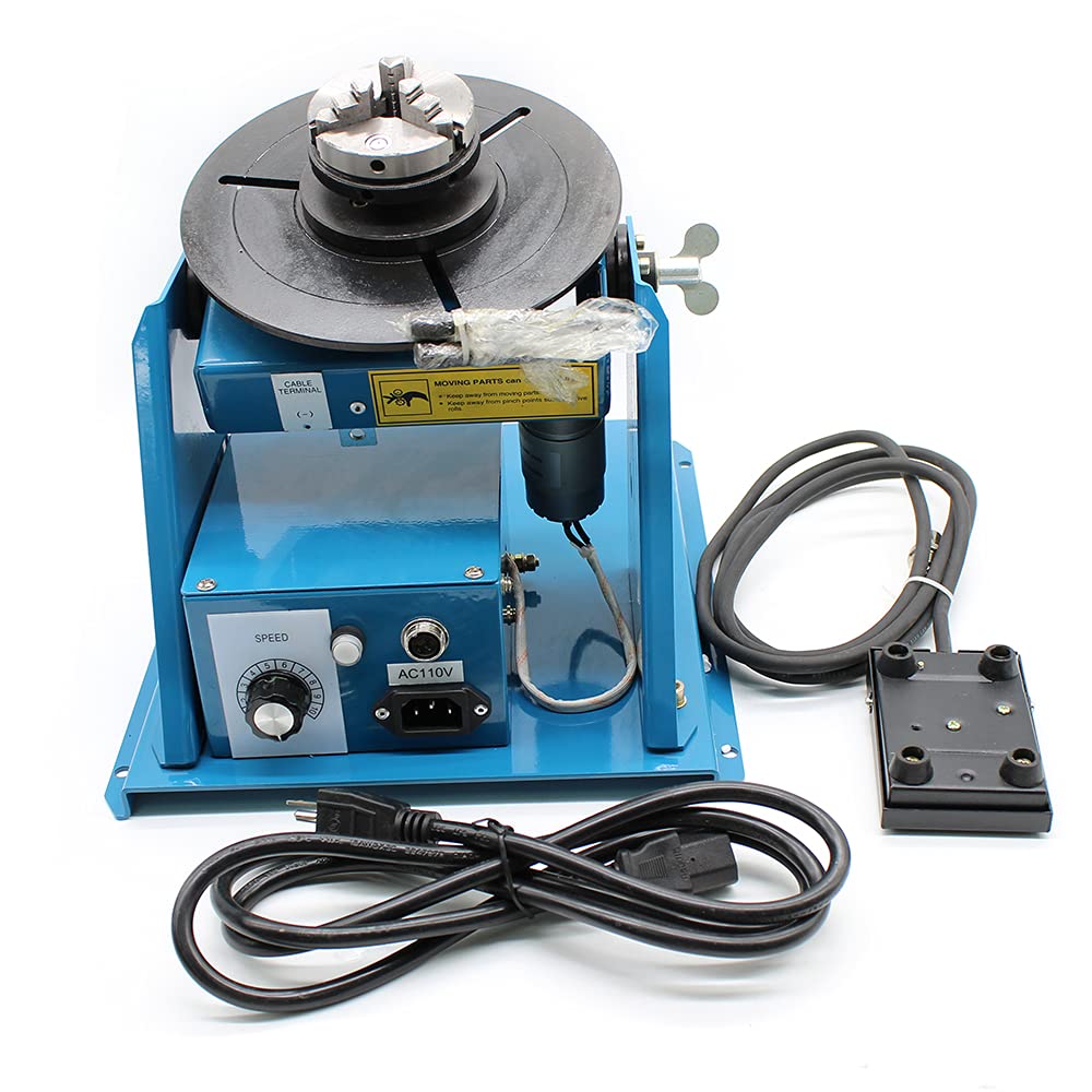 TBVECHI 10KG Rotary Welding Positioner, 110V 80W Turntable Table Angle 0 to 90° Welding Positioner Positioning Turntable 180mm Diameter Welder Positioner Turntable Machine 2.5'' Lathe Chuck