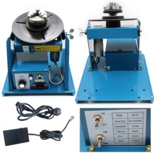 TBVECHI 10KG Rotary Welding Positioner, 110V 80W Turntable Table Angle 0 to 90° Welding Positioner Positioning Turntable 180mm Diameter Welder Positioner Turntable Machine 2.5'' Lathe Chuck