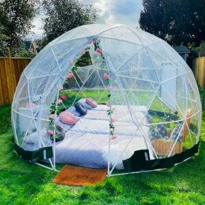 garden igloo dome, 12ft bubble tent garden dome tent with pvc cover and garden dome mesh, 5-7 person all year use geodesic dome tent for sunbubble, backyard, outdoor winter, party