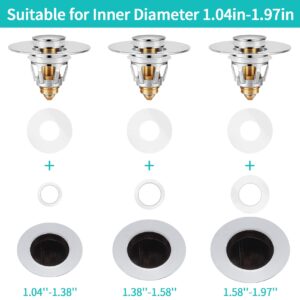 Universal Bathroom Sink Stopper with Hair Catcher, for 1.04-1.97 Inch Drain Hole, Spring Core Bathtub Drain Cover, Pop Up Sink Plug Basin Drain Strainer