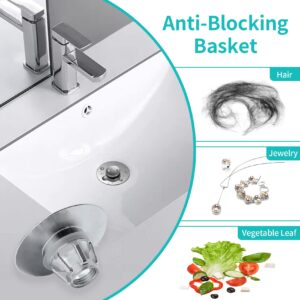 Universal Bathroom Sink Stopper with Hair Catcher, for 1.04-1.97 Inch Drain Hole, Spring Core Bathtub Drain Cover, Pop Up Sink Plug Basin Drain Strainer