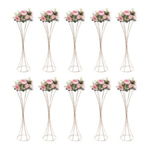 loyalheartdy 10 pcs tall metal trumpet vase, 31.5inch metal flowers stand wedding centerpiece table decorations, gold centerpieces road lead flower rack for wedding decorations, party, event, home
