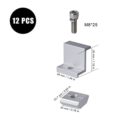 SAVITA 12pcs Solar Panel Bracket, Aluminum Solar End Clamp PV Mounting Bracket Solar Panel Z Clips for Mounting Solar Panels (30mm)