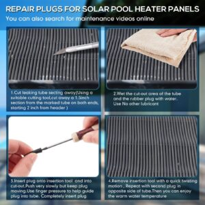 60 Pcs Pool Solar Panels Repair Plugs Solar Pool Heater Repair Kit Pool Solar Plugs for Solar Swimming Pool Heater Panels, Black (0.250)