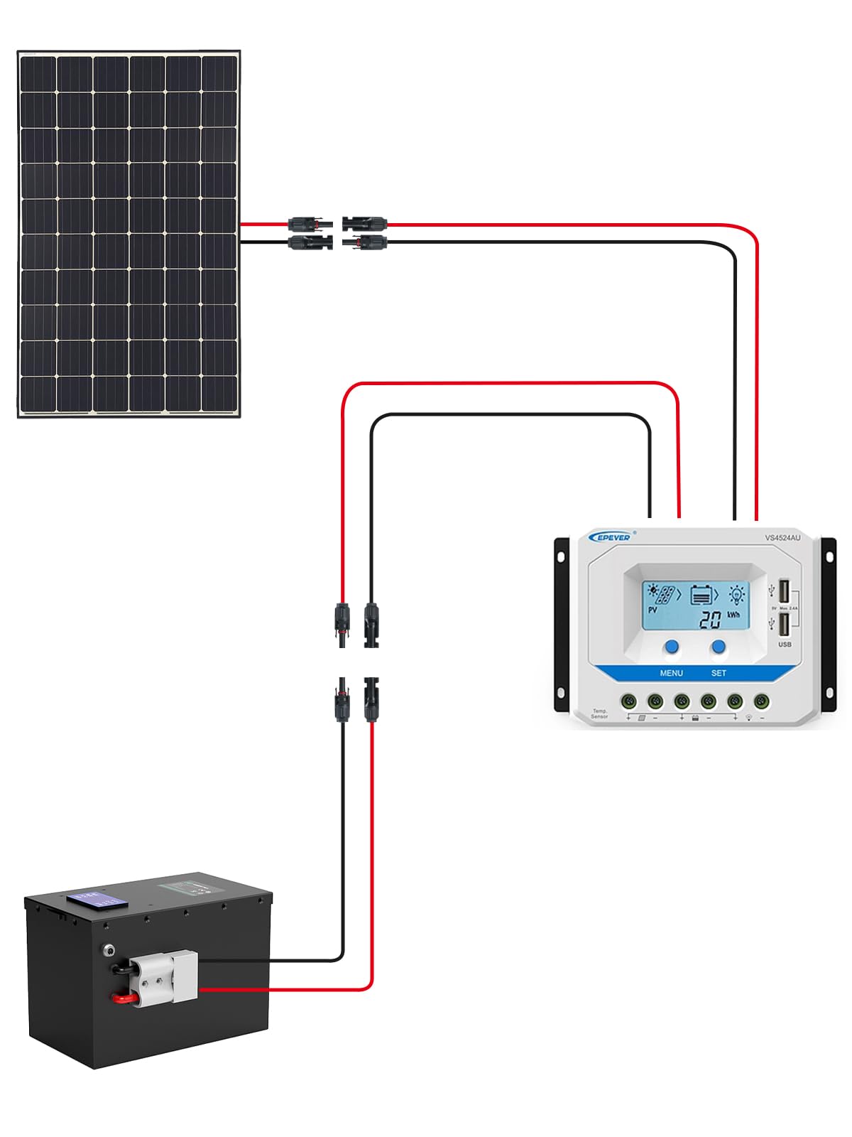 WBGADAM Solar Extension Cable 10Ft/3M with Female and Male mc4 Connector 10 AWG 6mm² with Extra Free Pair of Connectors Solar Panel Adaptor Kit Tool (3M Red + 3M Black)