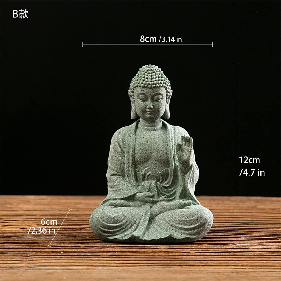 CrazySavage Mini Buda Meditating Buddah Statue-Natural Sandstone Stone -Handmade for Zen Garden Fish Aquarium Tank Yoga Bonsai Micro Landscape Spiritual Fengshui Praying Shui Chakra Decor (Fearless)