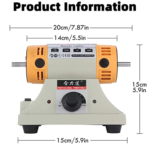 110V 350W Adjustable Speed Bench Grinder Polishing Machine For DIY Woodworking Jade Jewelry Dental Bench Lathe Machine With Metal Flexible Shaft Handle, For Engraving, Grinding and Drilling